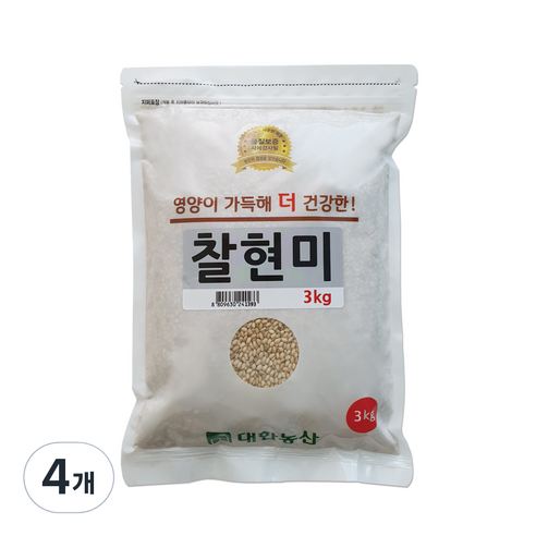 대한농산 찰현미, 4개, 3kg