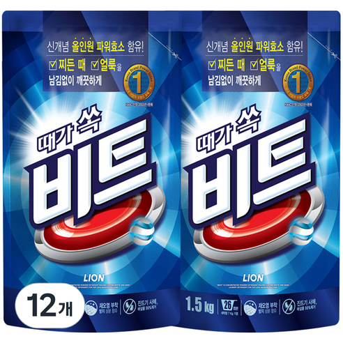 비트 분말 세탁세제 일반용, 1.5kg, 12개