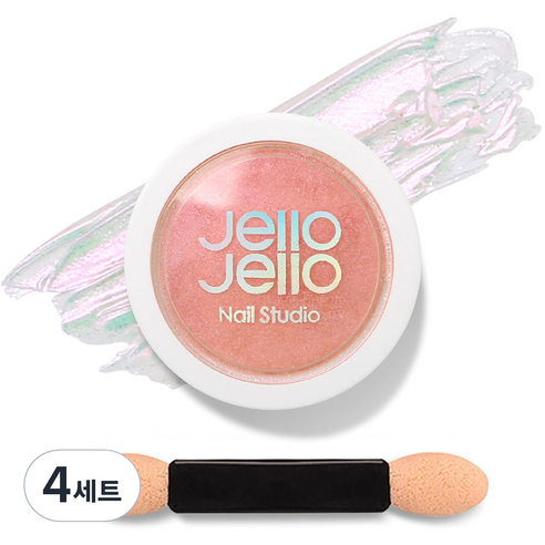 젤로젤로 젤네일 아트 엣지빔 미러 파우더 글리터 + 브러쉬 세트, 4세트, JP07 글로시핑크(글리터)