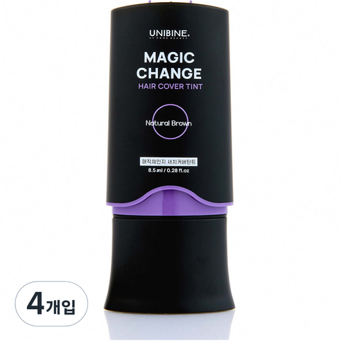 유니바인 매직체인지 새치 커버 틴트 8.5ml, 내츄럴브라운, 4개