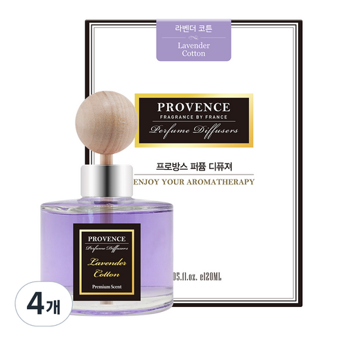 더허브샵 프로방스 퍼퓸 차량용 디퓨저, 라벤더 코튼향, 120ml, 4개