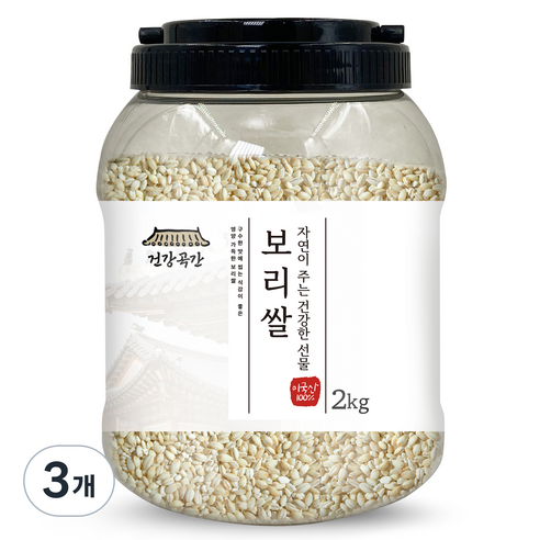 건강곡간 미국산 보리쌀, 2kg, 3개