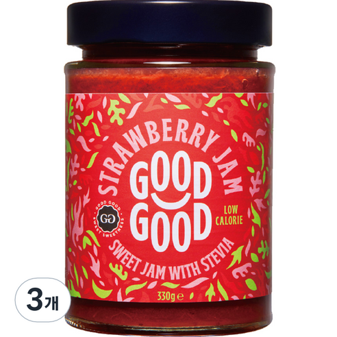 굿굿잼 저칼로리 스테비아 딸기잼, 330g, 3개