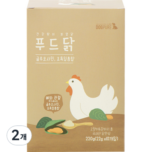 도그퓨어 강아지 고양이 푸드닭 간식 22g x 10p, 초록 입홍합, 220g, 2개