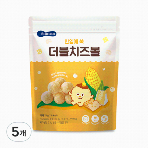 베베쿡 콘볼 과자, 치즈, 25g, 5개
