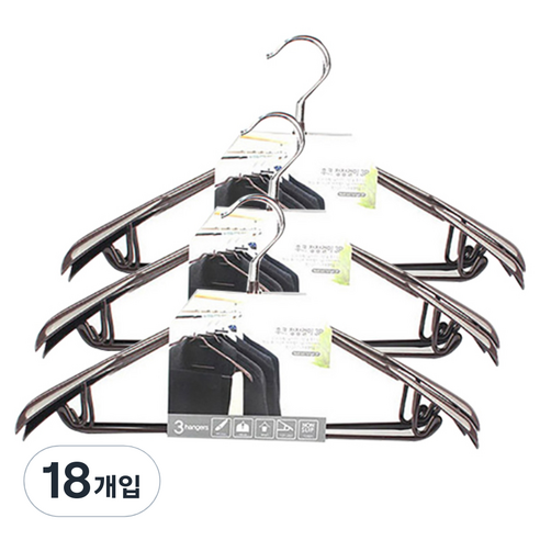선우랜드 후크 상하의 옷걸이, 브라운, 18개