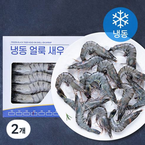 오션스글로벌 블랙타이거 얼룩 새우 (냉동), 2개, 500g(20미)