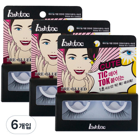 래쉬톡 원터치 인조 속눈썹, 큐트 걸, 6개