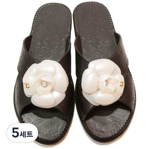 신우실업 EVA 플라워 거실화, 블랙, 5세트