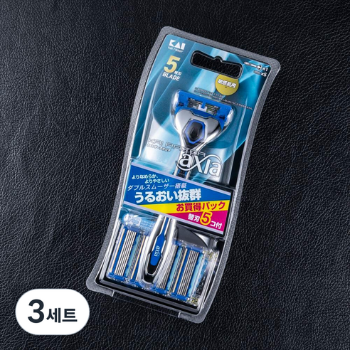 카이 남성용 일회용 면도기 세트 AX-5SE1 axia 콤보팩, 면도기 + 교체날 5p, 3세트