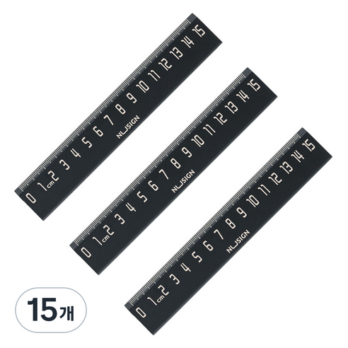 델리 누사인 ABS 자 15cm ENS096, 블랙, 15개