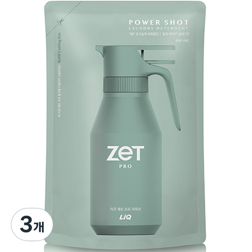 리큐 제트 프로 파워샷 실내건조 액상세제 리필, 600ml, 3개