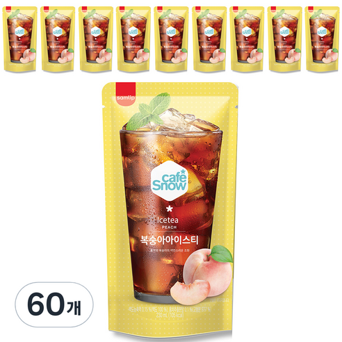 카페스노우 복숭아 아이스티, 230ml, 60개