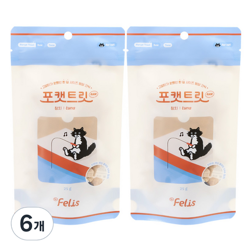 닥터펠리스 포캣트릿 로우 고양이 간식, 참치, 25g, 6개