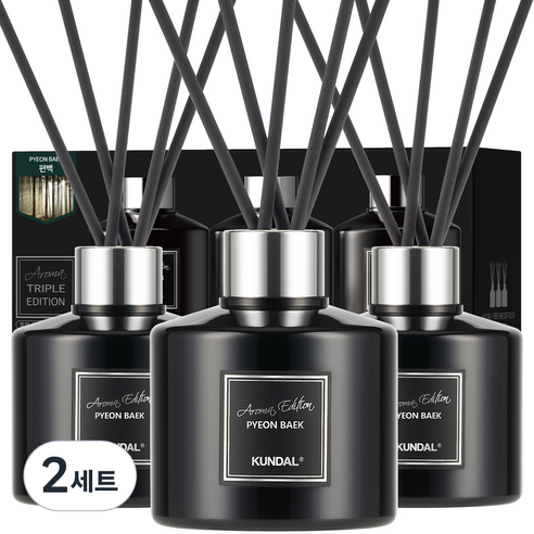 쿤달 퍼퓸 아로마에디션 디퓨저 3p + 섬유스틱 15p, 편백, 200ml, 2세트