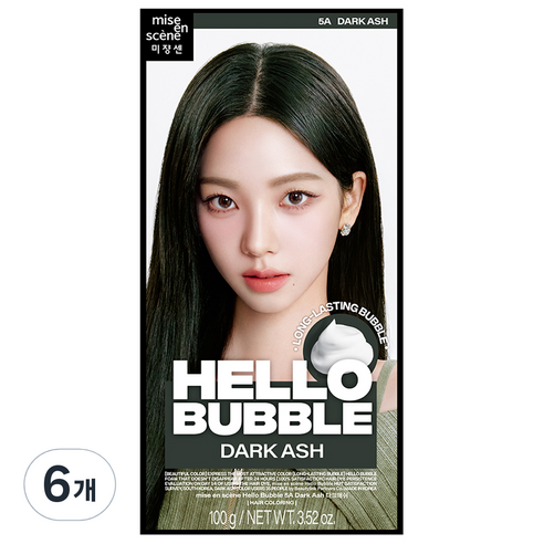 미쟝센 뉴 헬로버블 염모제 100g, 5A 다크애쉬, 6개