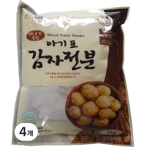 풍전 국산 아기표 감자전분, 1kg, 4개