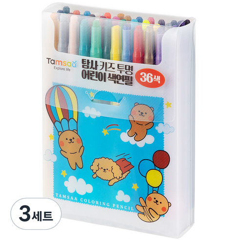 탐사 키즈 투명 어린이 색연필 36색, 3세트