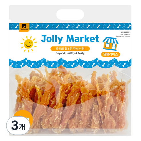 졸리마켓 강아지 대용량 육포 수제 간식, 닭슬라이스, 1kg, 3개
