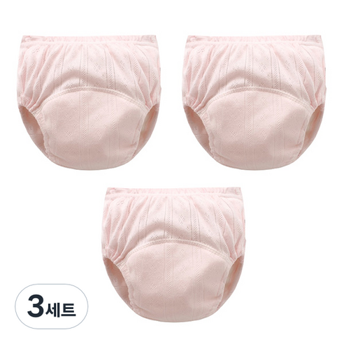 조이멀티 유아용 펀칭 단색파스텔 배변훈련팬티 3p, 핑크, 3세트