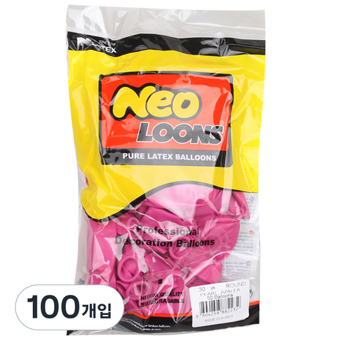 네오룬스 라운드풍선 30cm, 펄 아젤리아, 100개