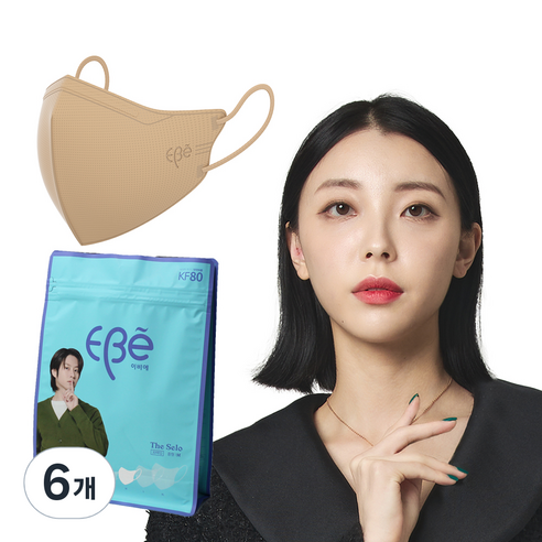 이비에 더세로 새부리형 황사보건용 마스크 중소형 KF80, 30개입, 6개, 베이지