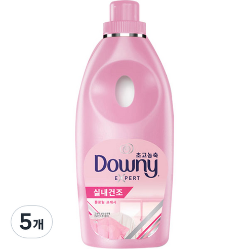 다우니 엑스퍼트 실내건조 초고농축 섬유유연제 플로럴 프레시 본품, 2L, 5개