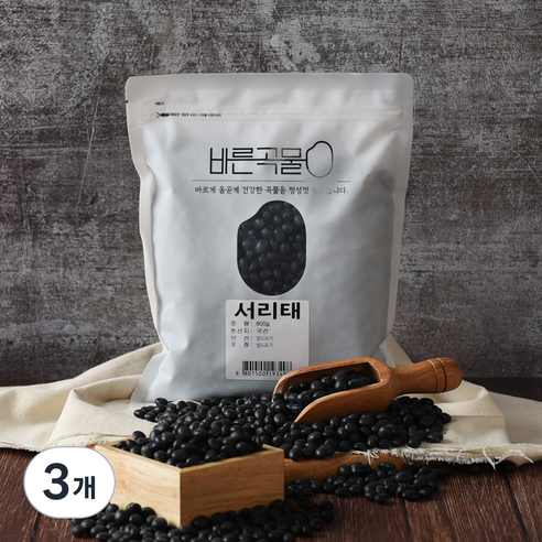 바른곡물 국산 서리태, 800g, 3개