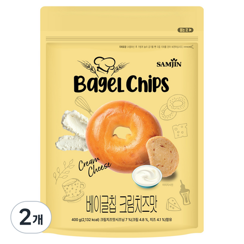 삼진 베이글칩 크림치즈맛, 400g, 2개