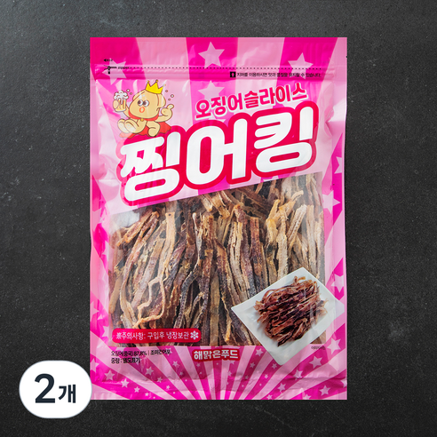 해맑은푸드 찡어킹 오징어 슬라이스, 2개, 350g