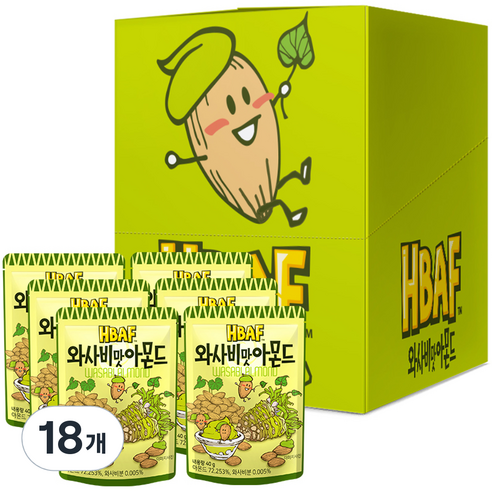 탐스 와사비맛 아몬드, 40g, 18개