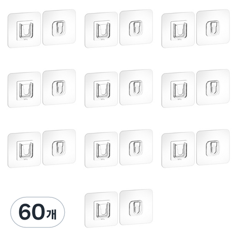 구디푸디 다용도 만능 홀더 걸이 후크, 60개, 투명