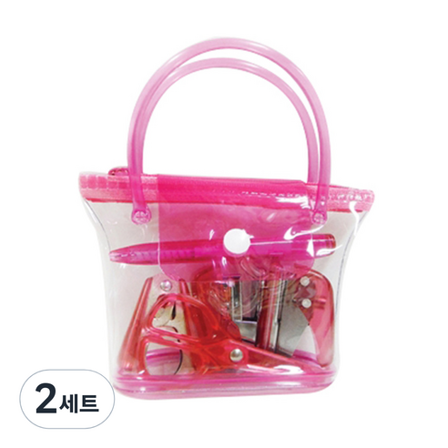 DA MAO 미니문구세트 BAG형 핑크, 2세트