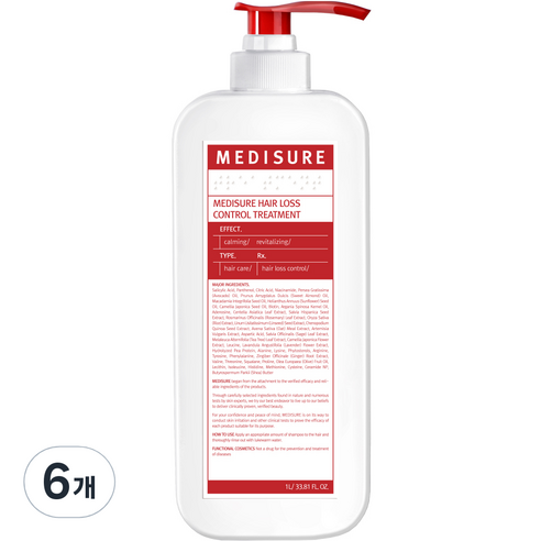 메디슈어 탈모케어 헤어 트리트먼트, 1L, 6개