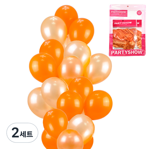 파티쇼 파티 장식 풍선 2종 x 10p 세트, 펄 오렌지, 펄 피치, 2세트