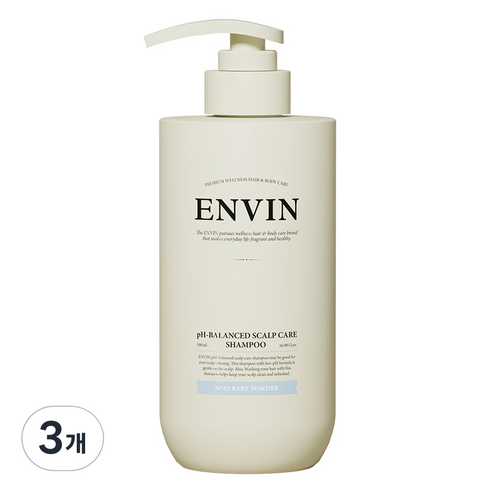 앙방 약산성 두피케어 샴푸 베이비 파우더향, 500ml, 3개