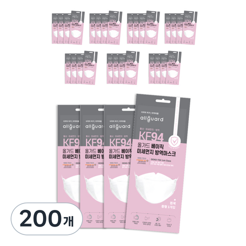 올가드 베이직 마스크 중형 KF94 개별포장, 1개입, 200개, 화이트