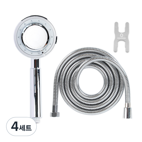 홈다움 3기능 마사지 샤워기 헤드 + 2m샤워호스, 4세트