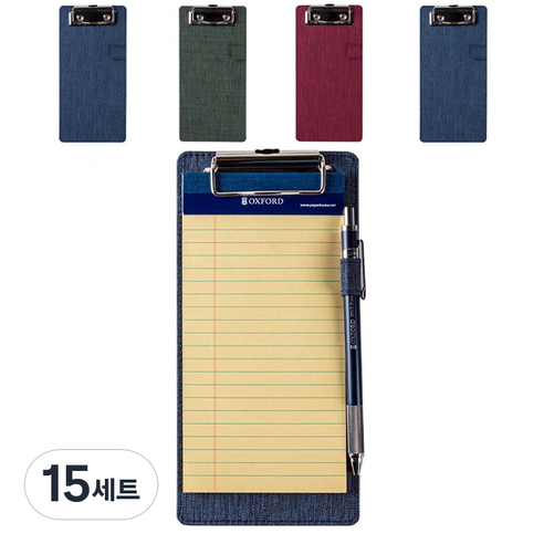 OXFORD 클립보드 듀얼 + 패드 세트 Mini 200 x 102 mm, 랜덤 발송, 15세트