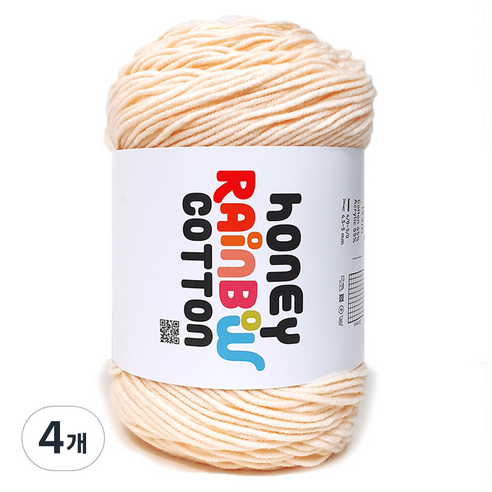 니뜨 허니 레인보우 코튼 뜨개실 100g, 349연피치, 4개