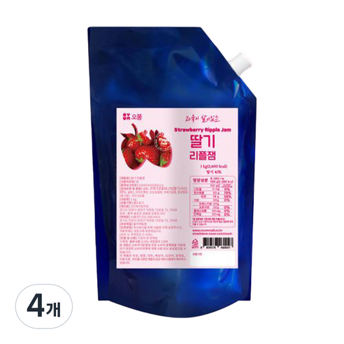 오붐 딸기 리플잼, 4개, 1kg