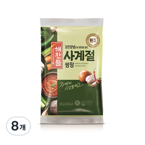 해찬들 사계절 쌈장 리필용, 500g, 8개