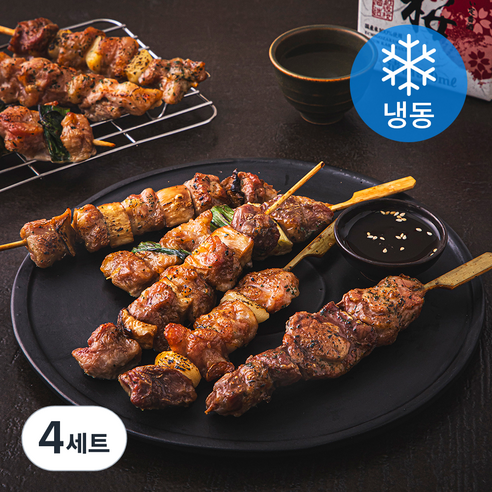 명품조선 돼지훈제 야채꼬치 8꼬치 460g + 소스 50g 세트 (냉동), 4세트
