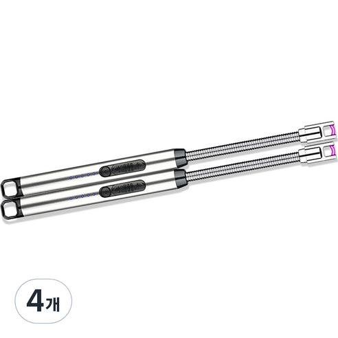 노바리빙 플렉시블 USB 충전식 플라즈마 라이터, 실버, 4개