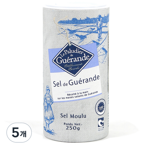 게랑드 가는 토판 천일염, 5개, 250g
