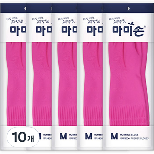 마미손 모닝글로스 고무장갑, 핑크, 중(M), 10개
