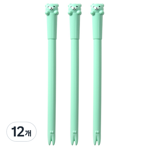 큐티베어 젤펜 0.5mm, 민트, 12개