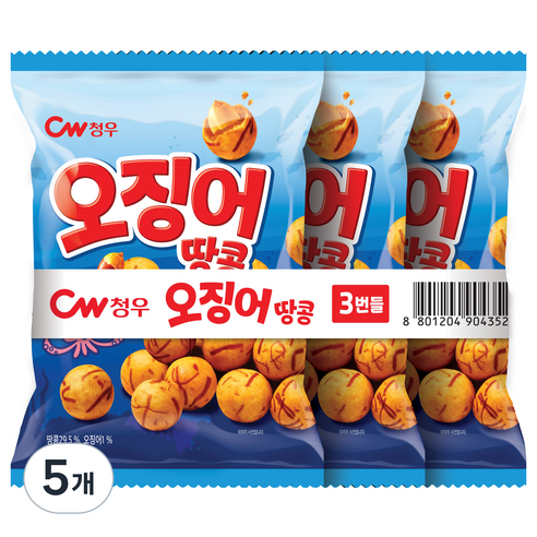 청우식품 오징어땅콩 3p, 270g, 5개