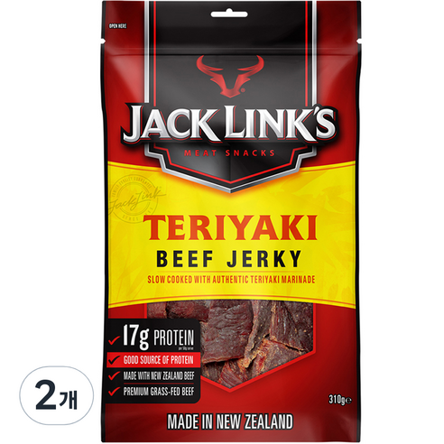 [쿠팡수입] 잭링크스 비프져키 데리야키 육포, 310g, 2개