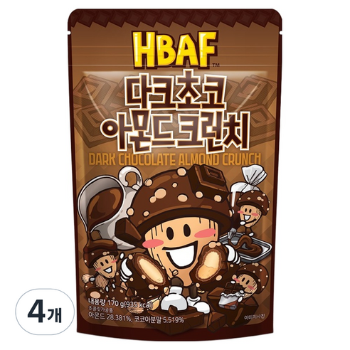 바프 다크초코 아몬드 크런치, 4개, 170g